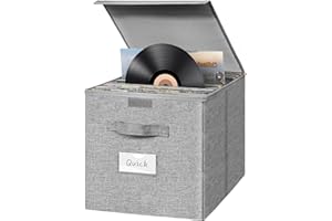 BOHEMIABY Groß CD Aufbewahrungsbox 33 X 33 X 33cm, Faltbar Album Aufnehmen CD Hülle, Cd Taschen Aufbewahrung mit Etikettenfenster und Splitter zur 99+30 Cm Wertvoller Alben, Grau