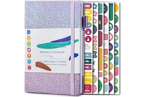 VOMKELA Budget Planner Deutsch ,A6 PU Leder Budget Binder Cash Stuffing,Geld Organizer Sparen Mappe Einschließlich 12 Budgetplaner,12 Klaren Geldumschlägen,14 Monatliche Planer,60 Haftnotizen (Typ 7)