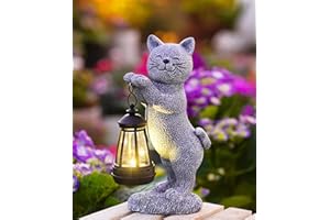 Yeomoo Dekoracyjne lampy solarne do ogrodu na zewnątrz – figurki kotów, solarny łańcuch świetlny do użytku na zewnątrz, lampa ogrodowa, prezent dla kobiet, mamy, mężczyzn, dekoracja ogrodowa, balkon