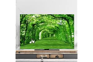 Hixingo TV Abdeckung Staubschutzhülle, 3D Wald Muster TV Staubschutzhülle 32-80inch TV Abdeckung Schutzhülle Fernseher Fernsehabdeckung Universal TV Schutzhülle (32inch,Grün Pflanze)