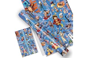Bonamana 5 hojas de papel de regalo One Piece, 51 x 75 cm, papel de estraza duradero, para cumpleaños infantiles, fiestas, decoración festiva (azul)