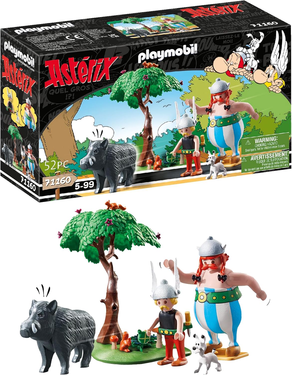 PLAYMOBIL 71160 Astérix La Caza del Jabalí, con Árbol Giratorio, Juguete para Niños a Partir de 5 Años, Multicolor
