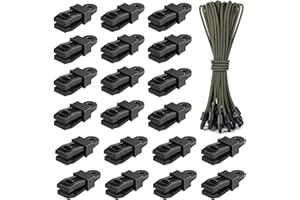 LALAGO 20 sztuk gumek napinających z hakami + klipsy do plandek, ekspandery z hakami 25 cm, napinacze plandeki z klipsami do plandek, mocowanie plandek, plandek, siatek, banerów, na kemping, plandekę