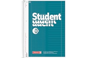 ‎BRUNNEN BRUNNEN Collegeblock Student „DUO“ | A4, kariert/liniert, 80 Blatt, petrol