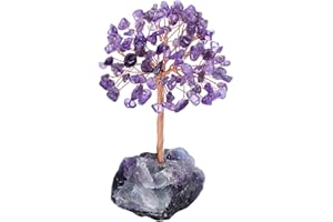 Jovivi Albero della Vita Sopramobile Decorazione in Cristallo Pietra Fengshui Ornamento Guarigione Meditazione Portafortuna Regalo-Ametista
