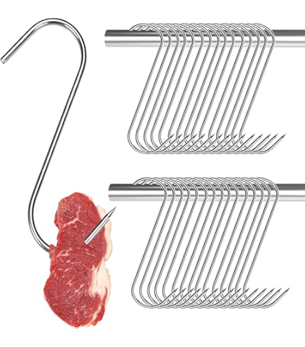 Ganci Da Macellaio In Acciaio Inox - 24 Pezzi, 15cm, Per Affumicare E BBQ, Grado Alimentare - Foto 3