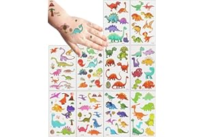 TRIIR MEIXI 20 Feuilles Tatouage Ephemere Enfant,Thème Dinosaure Respectueux de la Peau étanche Tatouage Enfant, Tatouage Temporaire Cadeaux d'anniversaire pour Enfants, Festivals, Articles de fête