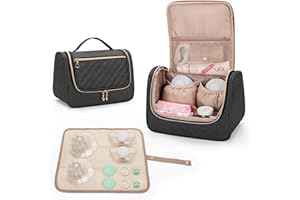 Luxja Wearable Breast Pump Bag (with a Waterproof Mat) for Momcozy, Willow and Elvie Breast Pump, Carrying Case for Wearable Breast Pump and Extra Parts (Patent Pending), Black