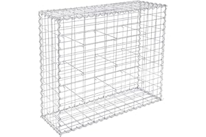 DEFACTO Juego de 2 gaviones de piedra, gaviones de jardín, cesta de alambre, cesta de piedra, grosor del alambre: 4, incluye espaciador (100 x 80 x 30 cm)