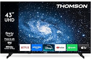 Thomson 43 Calowy (109 cm) 4K UHD LED Smart TV z Fire TV, Sterowanie głosowe Alexa, AirPlay, Wi-Fi, Potrójny tuner(kabel/satelita/antena), Bluetooth 5.0, HDMI, USB, AV IN, CI+, 43UF4S35