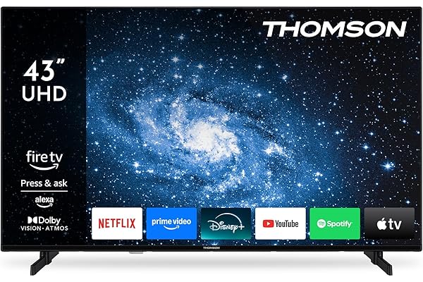 THOMSON 43 Pulgadas (109 cm) 4K UHD LED Smart TV con Fire TV, Control por Voz Alexa, AirPlay, Wi-Fi, Sintonizador Triple (Cable/satélite/Antena), Bluetooth 5.0, HDMI, USB, AV IN, Ci+, 43UF4S35