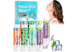AUYAO Stick Nasal, Inhalateur Nasal aux Huiles Essentielles avec aux 7 Huiles Bio, 8 Pack Stick d'inhalation Nasale Portable pour Nez Bouché ou qui Coule, Augmenter la Concentration