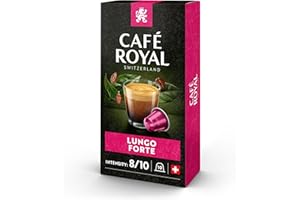 Café Royal Lungo Forte 100 kapsułek do ekspresu do kawy Nespresso, intensywność 8/10, certyfikat UTZ, kapsułki z aluminium