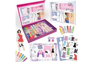 abeec Fashion Designer Kits for Girls, Creative Art Set for Kids - Fashion Drawing Set Includes Fashion Sketchbook, Stencil Sheet, Felt Tips, Highlighters, Gel Pens, Stamps & Activity Book