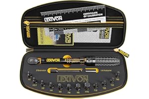 LEXIVON Llave Dinamométrica Bicicleta - Coche - Moto 1/4'' | 2~26 Nm, Juego de 15 Piezas de Puntas Hexagonales y Torx, Kit Profesionales Portátil para bici, Mountain Bike Tools (LX-191)