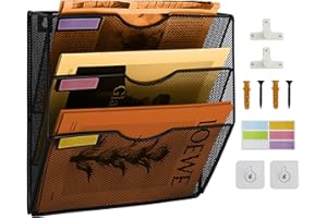 PLSOPPKG Soporte de Archivador de Pared Colgante de 3 Niveles para Documentos de Revista, Bandeja de Malla A4, Organizador de Correo, Estante de Almacenamiento de Revistas, Organizador de Archivos