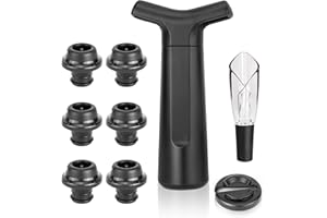 Ventvinal Weinverschlüsse & -ausgießer Weinpumpe mit 6 Stopfen 1 Weinausgießer und 1 Folienschneider Wein Geschenk Manuelle Vakuum Flaschenverschluss