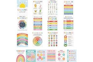 KIKAWORD Calming Corner Posters,18 Pcs kids Posters for Education, Zones of Regulation Poster for Classroom, Nursery Homeschool Preschool Bedroom Bulletin Board Daycare Deco