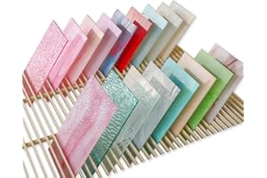 SERdeerCH 17 Sheets Stained Glass Pack,10 * 15CMCathedral Glasses,Cathedral Art Glass for Mosaic Crafts & Supplies,Iridescent Colors DIY Home(Colorful)