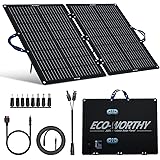 ECO-WORTHY Pannello Solare Pieghevole Pannello Solare Portatile 100W con Supporto Regolabile, Pannello Solare per Centrale El