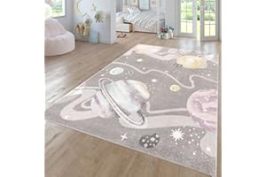 ‎TT HOME TT Home Teppich Kinderzimmer Kinderzimmerteppich Junge Mädchen Kinderteppich Modern Soft, Farbe: Grau 3, Größe:80x150 cm