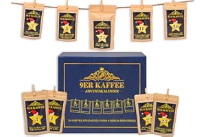 ‎9ER KAFFEE Edler Kaffee Adventskalender 2025 von 9 Berliner Kaffeeröstereien - Weihnachtskalender mit 24 Premium Kaffeespezialitäten | Geschenk-Set für Männer & Frauen | Kaffee Probierset ganze Bohne