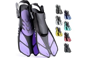 CAPAS Snorkel Fins, Swim Fins Travel Size Short Adjustable for Snorkeling Diving Adult Men Women Kids Open Heel Swimming Flippers