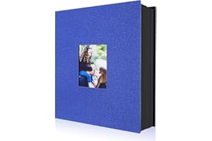 Lanpn Fotoalbum 10x15 400, Leinen Einstecken Einsteckalbum für Hochformat Fotos Bilder Blau