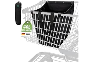 COTTARA® Torba na zakupy do wózka na zakupy z kieszenią chłodzącą, składana torba do wózka na zakupy do zawieszenia z funkcją chłodzenia i żetonem na zakupy, idealna torba na zakupy i zakupy