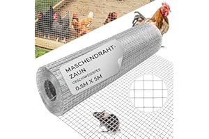 STREND PRO Maschendrahtzaun | Geschweißt - Verzinkt | 0.5m x 5m | 0,8 mm, 12,7x12,7mm | Kaninchendraht, Hasendraht, Volierendraht für Garten & Tierhaltung | Hasengitter, Hühnerzaun