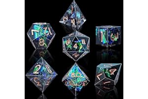 SIQUK 7 Pièces Dés Polyédriques 7 Die Dés D4 D6 D8 D10 D12 D20 D% Jeu de Dés Polyédriques pour Donjons et Dragons DND RPG MTG, Étoile Noire