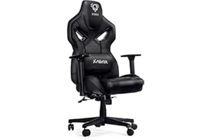 Diablo X-Fighter Gaming Silla De Oficina Reposabrazos Ajustables 3D Mecanismo De Inclinación Cojin Lumbar Cuero Sintético Perforado (Negro-Negro)