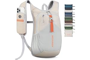BECOJADDE 15L Wanderrucksack Herren Kleiner Rucksack Damen Leichter Daypack Tagesrucksack Faltbarer Trekkingrucksack für Camping Outdoor Wandern Travel Beige