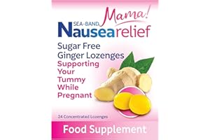 Sea-Band Mama! Morning Sickness Sugar Free Ginger Lozenges (24 Pack) for Motion Sickness and Nausea Relief while Pregnant (24 Lozenges, Pack of 1)