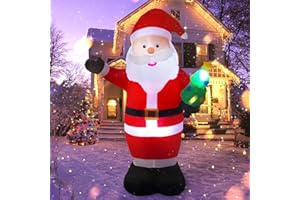 Vintoney 8FT/244 cm Papá Noel Hinchable Grande con Luz LED – Decoración Navidad Exterior e Interior – Inflable de Jardín, Balcón y Puerta, Santa Claus Gigante para Hogar