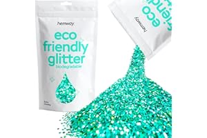 HEMWAY Purpurina biodegradable azul turquesa holográfica ecológica A base de plantas extra gruesa para rostro cuerpo cabello manualidades resina festivales maquillaje sombra de ojos 100g/3,5 oz