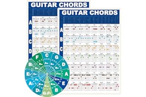 WEIBANG 2Pcs Guitar Chords Poster Chart and Circle of Fifths Chart (Waterproof, Oil- and Scratch-Resistant) for Beginner to Learn Harmony and Music Theory
