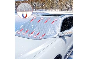 MECCTUCK Samochodowa osłona przedniej szyby, mata na szybę samochodową, ochrona przed słońcem, słońcem, kurzem, lodem, śniegiem i śniegiem, składana, 170 magnesów, na lato, zimę, 170 x 143 cm