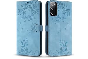 Vaitasy Funda para Samsung Galaxy S20 FE, Ligera Cuero PU Protectora Cover con Función de Soporte Carcasa para Galaxy S20 FE - Gato Azul