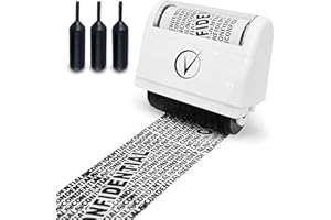 Vantamo Address Blocker Stamp for Hiding Sensitive Information, Wide Identity Theft Protection Roller Stamp with 3 Refills, Confidential Ink Roller for Personal Data Theft Prevention, Classy White