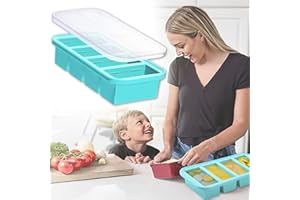 FGXY Silicona para Cubitos de Hielo Molde, Fácil Extracción Apilables Bandeja Cubo Hielo, Cuatro compartimentos, con tapa, Moldes de Silicona para Cócteles, Whisky, Vino, Puré de Frutas