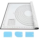 SAEIV Silicone Baking Mat Black, 60x40cm, Non Slip Mat with Size Marks, Non Stick Surface, Heat Resistant Kitchen Mat with 3