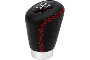 BCCORONA Bc Corona Sport - Kurzer Schaltknauf mit Abzug, 27 mm, Schalthebel, Leder, schwarz und rot.