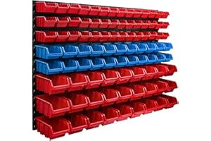 BOTLE Étagère murale 1155 x 780 mm | Boîte de 91 pièces | Boîtes empilables | Étagère de rangement | Plaques murales extra solides | Étagère extensible | Étagère d'atelier Étagère murale d'atelier Étagère