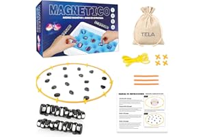 BIORYC ® Juego de Ajedrez Magnético Negro (20 imanes) + Bolsa de Tela + Cuerda + Varillas + Enlaces + Tablero de Esponja - Juego de Mesa Imanes Magnetic - Juego Imanes Cuerda - Piedras Magnéticas