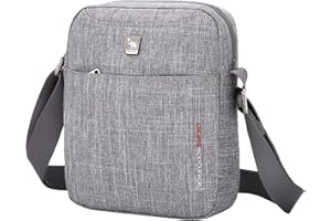 OIWAS Small Man Bags for Men Waterproof Shoulder Bag Cross Body Phone Bag with Long Strap Cross Body Wallet Pouch Hold 7.9 inch Tablet iPad Kindle Grey