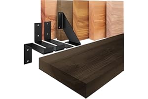 LAMO Manufaktur étagère Murale en Bois Massif, Bord régulier, étagère de Rangement Industrial, Noire/Noire 40cm, LWG-01-A-004-40JS