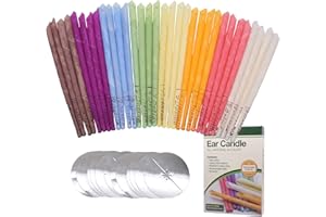 JINBOSHI Ear Candles 32pcs Natural Ear Candles Beeswax Candling Cones,with 16 Protective Disks，Ear Wax Remover Candles Kit with Natural Organic Beeswax (32 pcs)