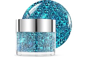 EODCI 28 g/caja de polvo holográfico de purpurina azul Dip Powder uñas de buceo para manicura francesa, salón de uñas, uñas de larga duración, no requiere luz UV