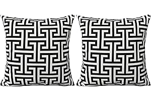 Olivia Rocco Lot de 2 housses de coussin décoratives imperméables et respirantes pour extérieur, jardin, terrasse, banc, canapé, meubles, intérieur, salon, lit, chaise, dispersion (noir milano, 43 x